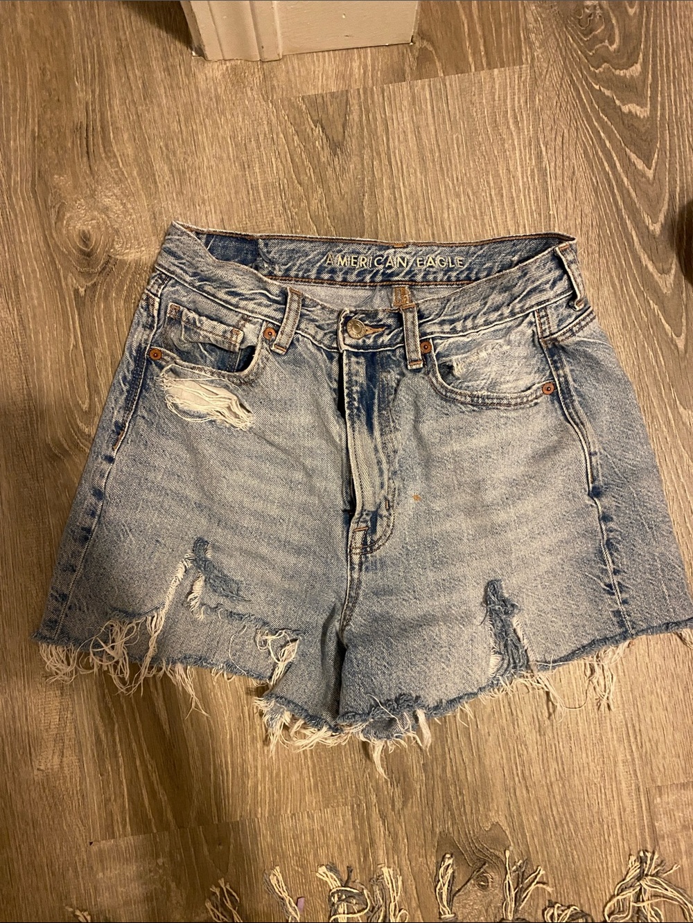 American Eagle Outfitters Light Wash Distressed Denim Shorts